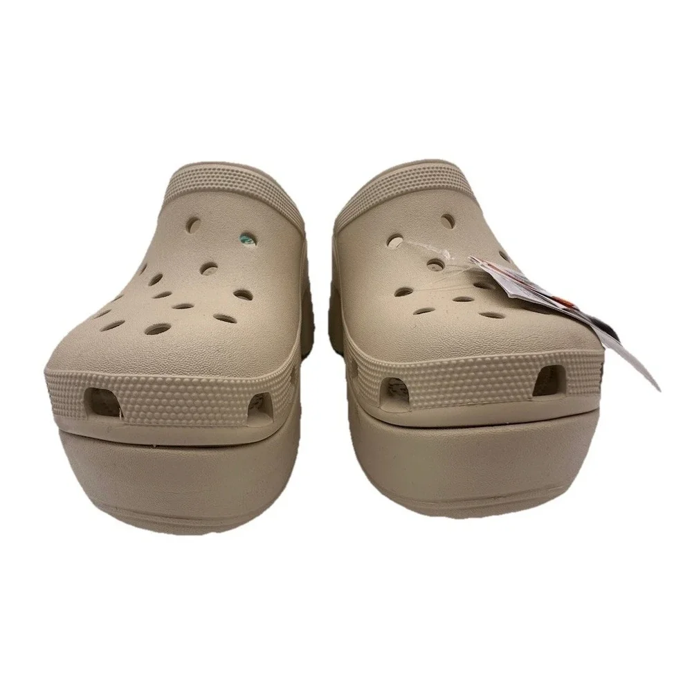 CROCS SIREN PLATFORM CLOGS Heeled Beige High Heel Platform‎ Sandals Sz 12 NWT
